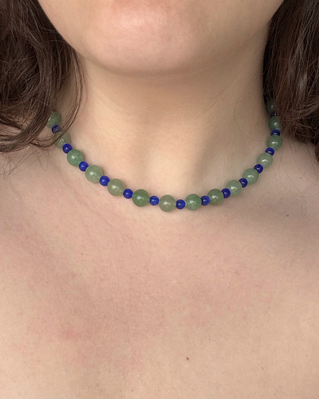 Rock Necklace in Green/Cobalt