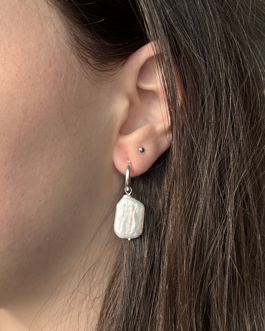 Square Pearl Hoops